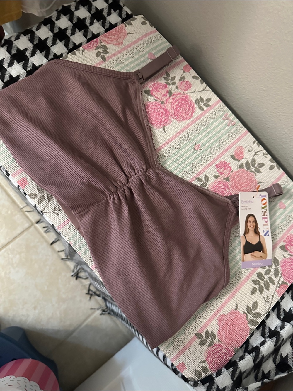 JoySpun Mauve Ribbed Bralette Nursing Bra Sz XXXL. NWT
